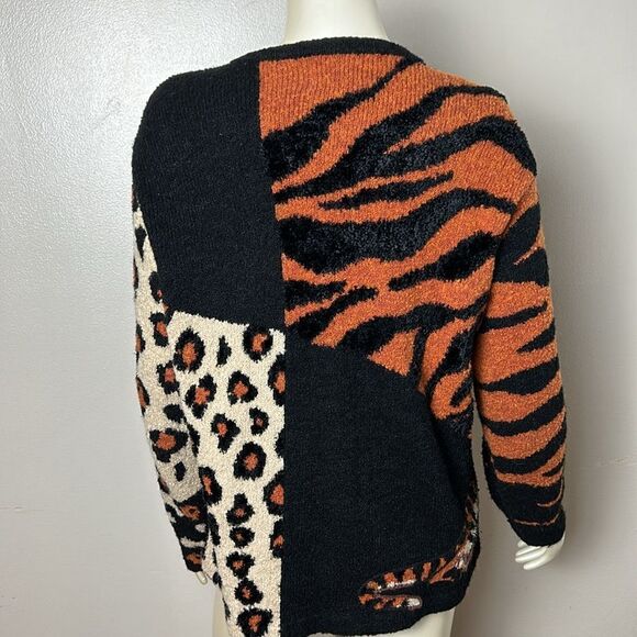 Design Options by Philip & Jane Gordon XL  Animal Print Cardigan Jacket Tiger - Picture 4 of 9